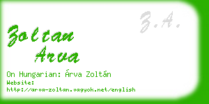 zoltan arva business card